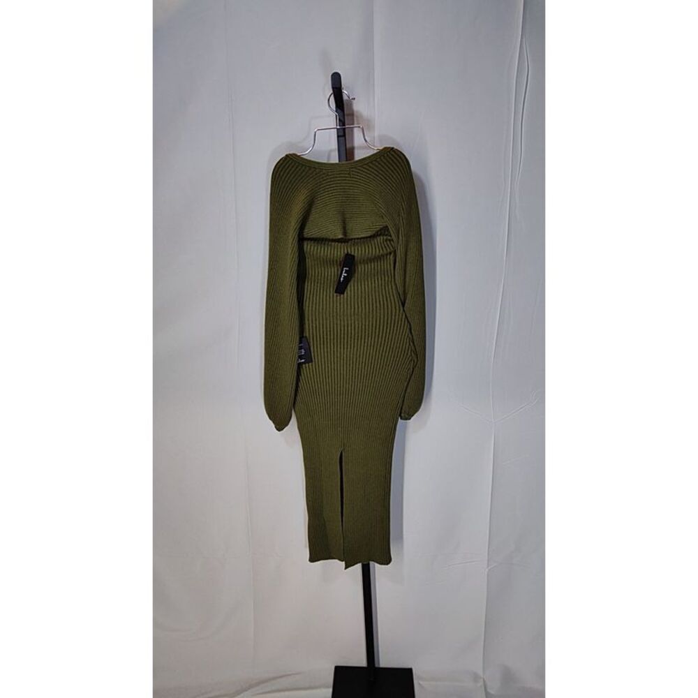 Lulus Women Autumn Aura Ribbed Two-Piece Sweater Dress Green Apparel Sets XS - Picture 3 of 3